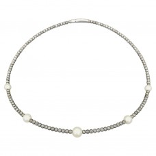 Rafinat colier choker din argint texturat și perle naturale de cultură AAA + | atelier Miluna | 2020s