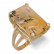 lnel statement din aur galben 18k decorat cu un spectaculos anturaj de cuarț dendritic natural | atelier ArtAntik Gallery 2025