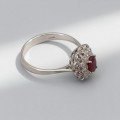 Inel vintage din aur alb 18k decorat cu diamante și rubin natural | cca. 1950