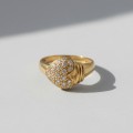 Rafinat inel retromodernist din aur galben 18k decorat cu diamante naturale 0.33 CT | Germania cca. 1970