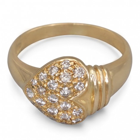 Rafinat inel retromodernist din aur galben 18k decorat cu diamante naturale 0.33 CT | Germania cca. 1970