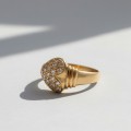 Rafinat inel retromodernist din aur galben 18k decorat cu diamante naturale 0.33 CT | Germania cca. 1970
