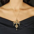 Impresionant pandant victorian cruce Biedermeier din aur galben 14k, cu diamant  și granate naturale | cca. 1850 - 1880