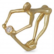 Inel statement design contemporan din aur galben 18k decorat cu diamant natural | bijuterie de autor | anii 2000