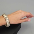 Brățară bangle din aur alb 18k  decorată  diamante naturale 2.5 ct și elemente detașabile din rășină nobilă | anii 2000