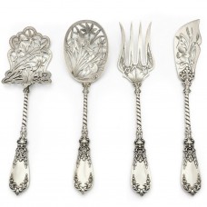 Serviciu Art Nouveau de tacâmuri din argint pentru servirea deserturilor Petit Fours | atelier Delacquis - Paris cca. 1885