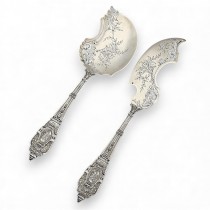 Set de tacâmuri neo-rococo din argint pentru servirea și porționarea tortului | atelier Moussani Storm - Paris cca.1900