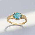 Inel vintage din aur 14k decorat cu un opal boulder natural australlian | atelier Edinburgh cca. 1960