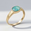 Inel vintage din aur 14k decorat cu un opal boulder natural australlian | atelier Edinburgh cca. 1960