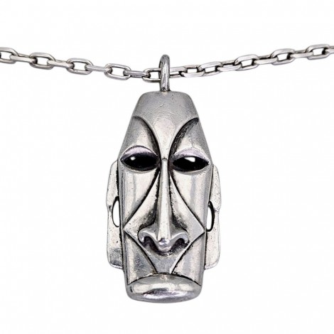 Remarcabil colier statement modernist mid-century din argint masiv cu impresionant pandant Archaeology Revival | atelier Ottaviani cca. 1960