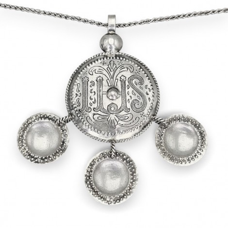Colier din argint accesorizat cu un spectaculos pandant religios scandinav tradițional suedez | atelier Larssell, 1992 