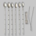 Serviciu Art Deco pentru cocktail - set de paie-linguri din argint |  cca. 1930