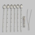 Serviciu Art Deco pentru cocktail - set de paie-linguri din argint |  cca. 1930