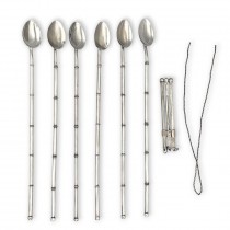 Serviciu Art Deco pentru cocktail - set de paie-linguri din argint |  cca. 1930