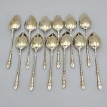Serviciu de 12 lingurițe din argint aurit  în manieră Historismus pentru serviera deserturilor | Germania cca. 1900