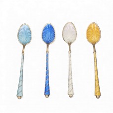 Lot de 4 lingurițe demitasse din argint aurit și emailat basse-taille | atelier Egon Lauridsen - Danemarca | cca. 1950