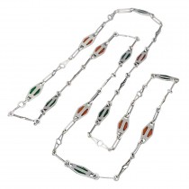  Colier sautoir Christmas Vibes de perioadă mid-century din argint și email plique-à-jour | Turchetti Pasquale | cca. 1960