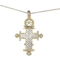 Colier din argint aurit accesorizat cu amuletă cruce coptă etiopiană 