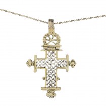 Colier din argint aurit accesorizat cu amuletă cruce coptă etiopiană 