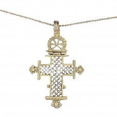 Colier din argint aurit accesorizat cu amuletă cruce coptă etiopiană 