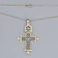 Colier din argint aurit accesorizat cu amuletă cruce coptă etiopiană 