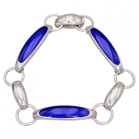 Brățară mid-century din argint decorată cu email champlevé pe fond texturat guilloché | cca. 1960