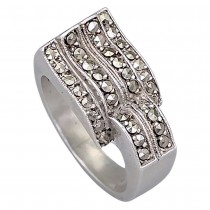 Inel autentic Art Deco din argint cu incrustații fine de marcasite | Franța cca.  1920 -1930