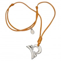 Colier design contemporan din piele naturală cu pandant statement Balanță din argint | anii 2020