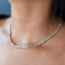 Colier Fossil din argint masiv cu design geometric modern | new old stock