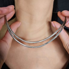 Colier choker double-strand retromodernist din argint rodinat | cca. 1960 -1970