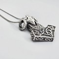 Colier din argint cu pandant unisex "Ciocanul lui Thor" decorat cu meandre celtice și bucraniu | colecția CARPE DIEM - YOLO