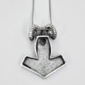 Colier din argint cu pandant unisex "Ciocanul lui Thor" decorat cu meandre celtice și bucraniu | colecția CARPE DIEM - YOLO