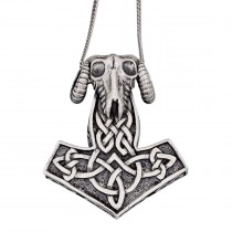 Colier din argint cu pandant unisex "Ciocanul lui Thor" decorat cu meandre celtice și bucraniu | colecția CARPE DIEM - YOLO