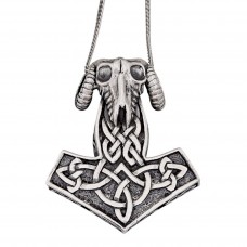Colier din argint cu pandant unisex "Ciocanul lui Thor" decorat cu meandre celtice și bucraniu | colecția CARPE DIEM - YOLO