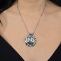 Colier din argint accesorizat cu pandant amuletic etnic indian Mandala 