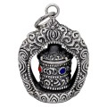 Pandant statement talismanic tibetan din argint masiv cu accente emailate | colecția RĂDĂCINI