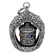 Pandant statement talismanic tibetan din argint masiv cu accente emailate | colecția RĂDĂCINI