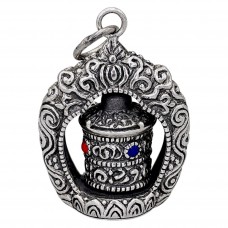 Pandant statement talismanic tibetan din argint masiv cu accente emailate | colecția RĂDĂCINI