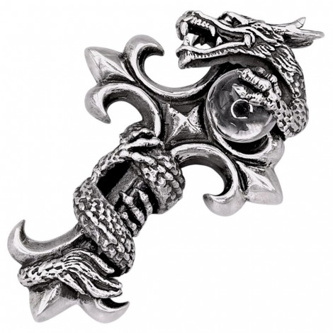 Pandant statement Gothic Revival din argint masiv decorat cu o sferă din cuarț alb | colecția RĂDĂCINI