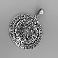 Pandant statement Calendar Aztec-Maya din argint patinat | colecția RĂDĂCINI
