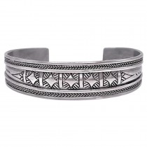 Brățară cuff etnică tuaregă din argint decorată prin gravare cu motive etnografice amazigh | Niger 