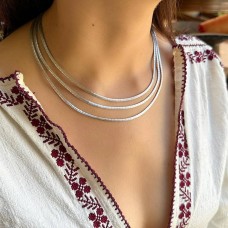 Colier modernist multistrand din argint rodinat și texturat | preloved cca. 1960 - 1970