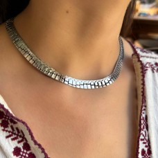 Elegant colier choker mid-century din argint satinat |  Germania  cca. 1960 - 1970