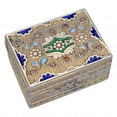 Cutiuță din argint masiv cu accente cromatice de aurire și email cloisonne policrom | Turcia cca. 1950