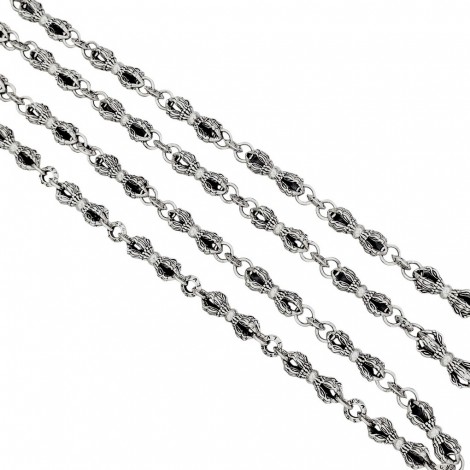 Colier statement ssautoir din argint masiv cu zale stilizate sub forma simbolului amuletic  Vajra Dorje | colecția RĂDĂCINI