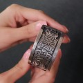 Brățară cuff unisex mexicană Aztec Revival din argint masiv | atelier Talleres de los Ballesteros | cca. 1960 