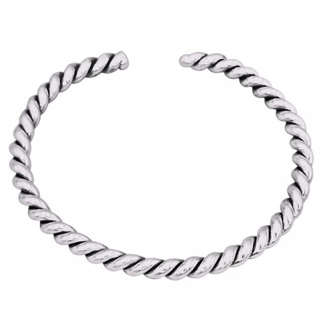 Brățară cuff unisex din argint torsadat și volumizat | new old stock