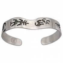 Brățară modernistă amerindiană din argint decorată cu motive etnice Pueblo | atelier Taxco - Mexic 