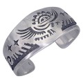 Brățară cuff amerindiană din argint decorară cu motive etnice Pueblo - South Western | Statele Unite cca. 1980 - 1990