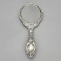 Oglindă de mână Art Nouveau din argint sterling și cristal bizotat | atelier Levi & Salaman - Birmingham anul 1903
